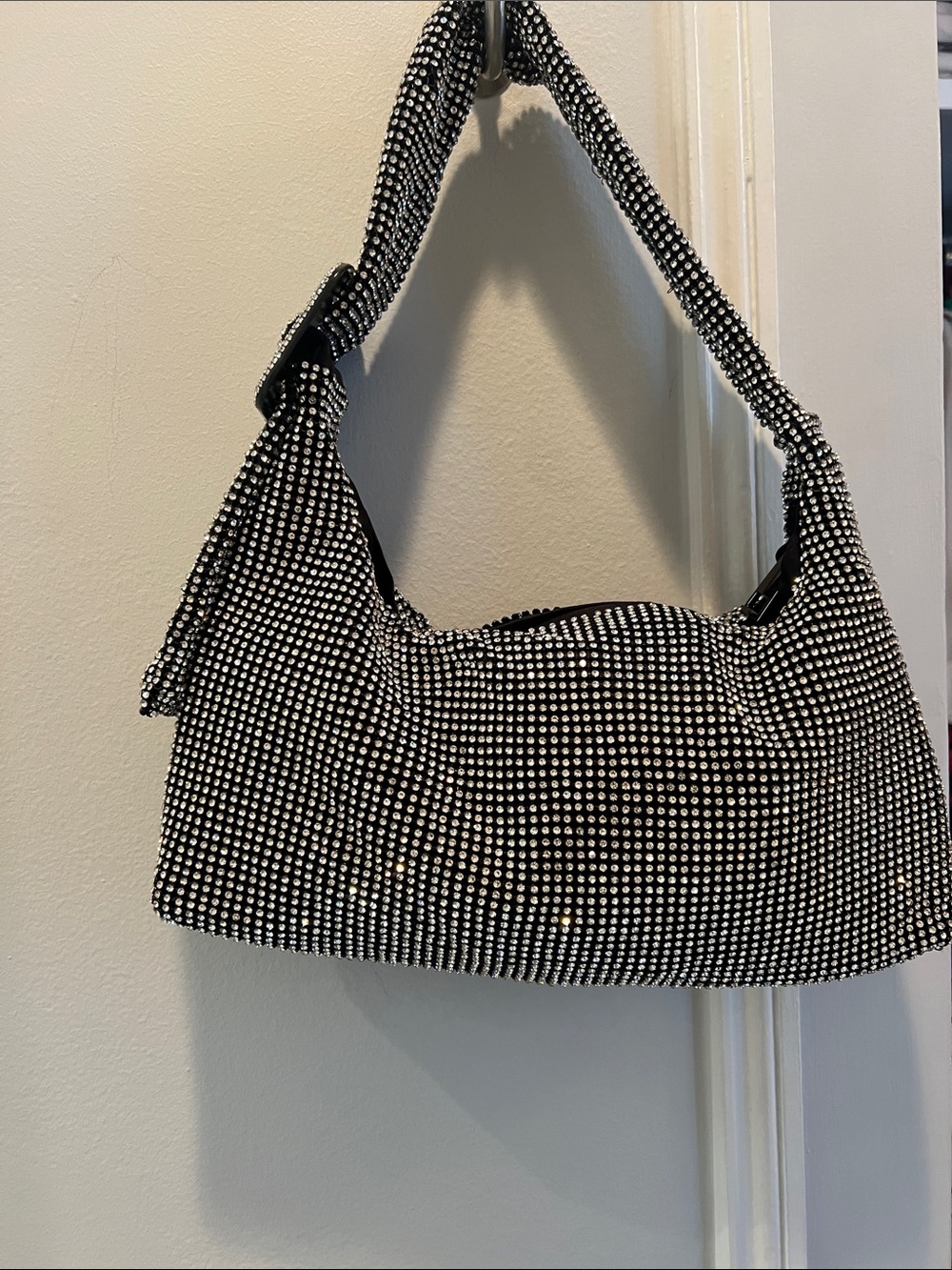 Black Rhinestone-Embellished Shoulder Bag - Picture 4 of 5